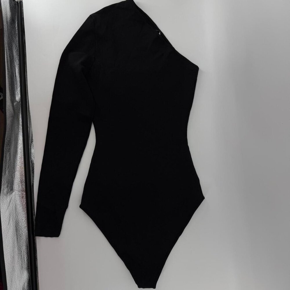 Zara Asymmetrical Black Bodysuit - Picture 8 of 8